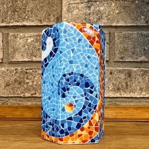 Blue & Orange Mosaic Ceramic Vase from Barcelona